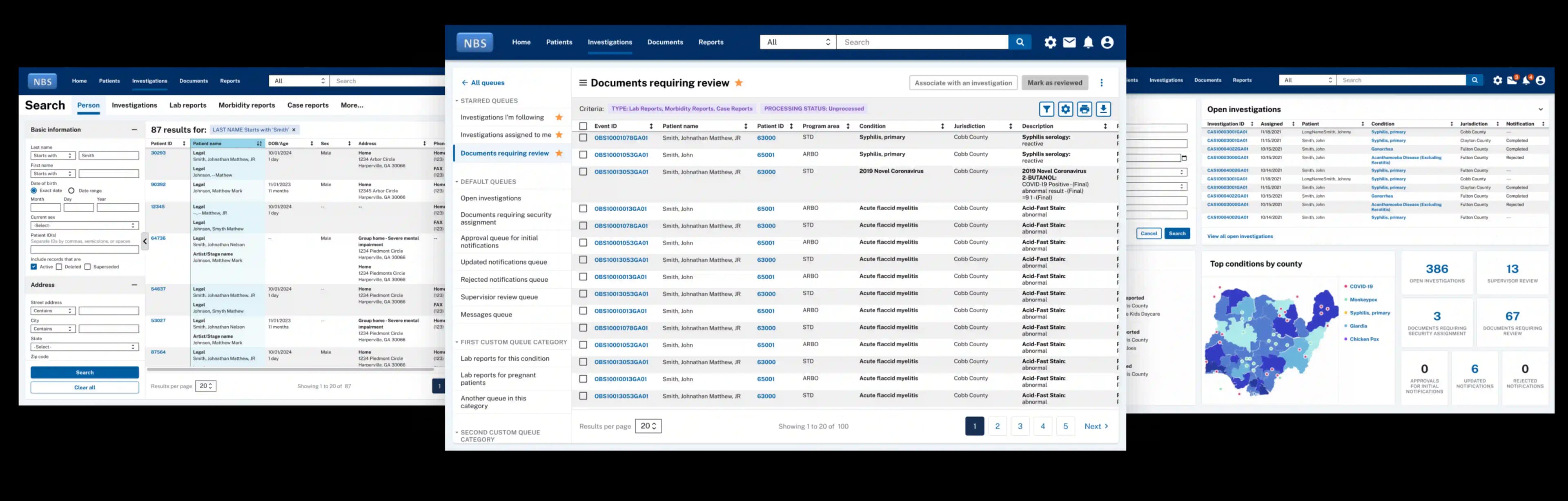 A collection of NBS screens showing the variety of ways the design system was implemented.